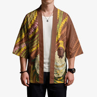 Hawaii King Kamehameha Kimono Hawaiian Kakau Pattern With Leis LT05 - Polynesian Pride