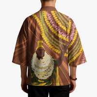 Hawaii King Kamehameha Kimono Hawaiian Kakau Pattern With Leis LT05 - Polynesian Pride