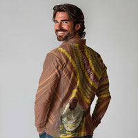 Hawaii King Kamehameha Long Sleeve Polo Shirt Hawaiian Kakau Pattern With Leis LT05 - Polynesian Pride