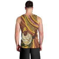 Hawaii King Kamehameha Men Tank Top Hawaiian Kakau Pattern With Leis LT05 - Polynesian Pride