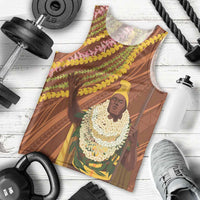 Hawaii King Kamehameha Men Tank Top Hawaiian Kakau Pattern With Leis LT05 - Polynesian Pride