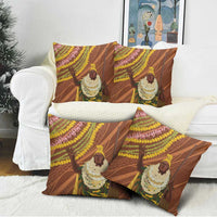 Hawaii King Kamehameha Pillow Cover Hawaiian Kakau Pattern With Leis LT05 - Polynesian Pride