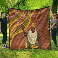 Hawaii King Kamehameha Quilt Hawaiian Kakau Pattern With Leis LT05 - Polynesian Pride