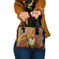 Hawaii King Kamehameha Shoulder Handbag Hawaiian Kakau Pattern With Leis LT05 One Size Brown - Polynesian Pride