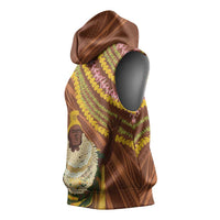 Hawaii King Kamehameha Sleeveless Hoodie Hawaiian Kakau Pattern With Leis LT05 - Polynesian Pride