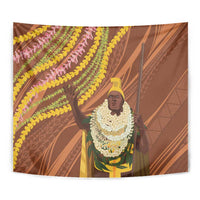Hawaii King Kamehameha Tapestry Hawaiian Kakau Pattern With Leis LT05 - Polynesian Pride