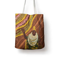 Hawaii King Kamehameha Tote Bag Hawaiian Kakau Pattern With Leis LT05 - Polynesian Pride