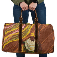 Hawaii King Kamehameha Travel Bag Hawaiian Kakau Pattern With Leis LT05 Brown - Polynesian Pride