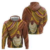 Hawaii King Kamehameha Zip Hoodie Hawaiian Kakau Pattern With Leis LT05 - Polynesian Pride