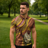 Hawaii King Kamehameha Zipper Polo Shirt Hawaiian Kakau Pattern With Leis LT05 - Polynesian Pride