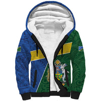 Personalised Solomon Islands Independence Day Sherpa Hoodie With Coat Of Arms LT05 Unisex Green - Polynesian Pride