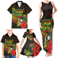 Personalized Hawaii Born and Raised Family Matching Tank Maxi Dress and Hawaiian Shirt Kanaka Maoli Flag Day
