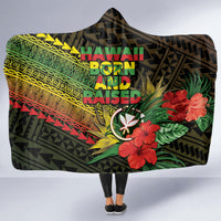 Hawaii Born and Raised Hooded Blanket Kanaka Maoli Flag Day