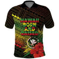 Personalized Hawaii Born and Raised Polo Shirt Kanaka Maoli Flag Day