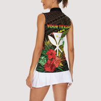Personalized Hawaii Born and Raised Women Sleeveless Polo Shirt Kanaka Maoli Flag Day