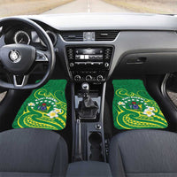 Cook Islands Happy Constitution Day Car Mats Pattern Tribal Art LT05 Set 2pcs - Front Green - Polynesian Pride