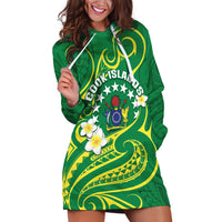 Cook Islands Happy Constitution Day Hoodie Dress Pattern Tribal Art LT05 Green - Polynesian Pride