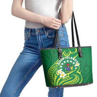 Cook Islands Happy Constitution Day Leather Tote Bag Pattern Tribal Art LT05 - Polynesian Pride