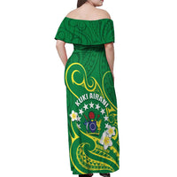 Cook Islands Happy Constitution Day Off Shoulder Maxi Dress Pattern Tribal Art LT05 - Polynesian Pride