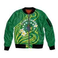 Cook Islands Happy Constitution Day Sleeve Zip Bomber Jacket Pattern Tribal Art