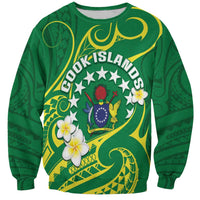 Cook Islands Happy Constitution Day Sweatshirt Pattern Tribal Art LT05 Unisex Green - Polynesian Pride