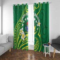 Cook Islands Happy Constitution Day Window Curtain Pattern Tribal Art LT05 With Grommets Green - Polynesian Pride