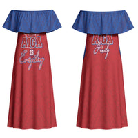 Aiga Samoa Family Matching Off Shoulder Maxi Dress and Hawaiian Shirt Aiga Is Everything LT05 Mom's Dress Red - Polynesian Pride