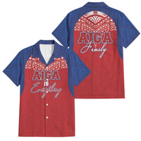 Aiga Samoa Family Matching Off Shoulder Maxi Dress and Hawaiian Shirt Aiga Is Everything LT05 Dad's Shirt - Short Sleeve Red - Polynesian Pride