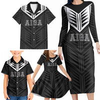 Samoa Aiga Family Matching Long Sleeve Bodycon Dress and Hawaiian Shirt Samoan Tribal Pattern LT05 - Polynesian Pride