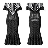Samoa Aiga Family Matching Mermaid Dress and Hawaiian Shirt Samoan Tribal Pattern LT05 Mom's Dress Black - Polynesian Pride
