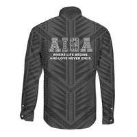 Samoa Aiga Long Sleeve Button Shirt Samoan Tribal Pattern LT05 - Polynesian Pride