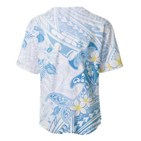 Polynesia Hammerhead Shark Baseball Jersey Tropical Flowers Tribal Pattern Blue