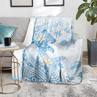 Polynesia Hammerhead Shark Blanket Tropical Flowers Tribal Pattern Blue LT05 - Polynesian Pride