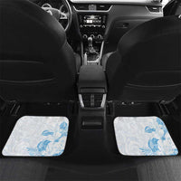 Polynesia Hammerhead Shark Car Mats Tropical Flowers Tribal Pattern Blue LT05 Set 2pcs - Back Blue - Polynesian Pride