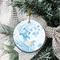 Polynesia Hammerhead Shark Ceramic Ornament Tropical Flowers Tribal Pattern Blue LT05 - Polynesian Pride