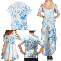 Polynesia Hammerhead Shark Family Matching Summer Maxi Dress and Hawaiian Shirt Tropical Flowers Tribal Pattern Blue LT05 - Polynesian Pride