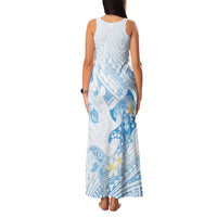Polynesia Hammerhead Shark Family Matching Tank Maxi Dress and Hawaiian Shirt Tropical Flowers Tribal Pattern Blue LT05 - Polynesian Pride
