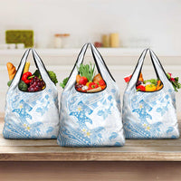 Polynesia Hammerhead Shark Grocery Bag Tropical Flowers Tribal Pattern Blue LT05 3-pack One Size Blue - Polynesian Pride