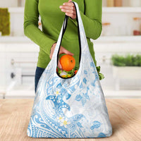 Polynesia Hammerhead Shark Grocery Bag Tropical Flowers Tribal Pattern Blue LT05 - Polynesian Pride