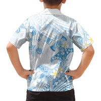 Polynesia Hammerhead Shark Hawaiian Shirt Tropical Flowers Tribal Pattern Blue LT05 - Polynesian Pride