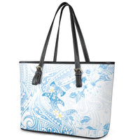 Polynesia Hammerhead Shark Leather Tote Bag Tropical Flowers Tribal Pattern Blue LT05 - Polynesian Pride