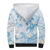Polynesia Hammerhead Shark Sherpa Hoodie Tropical Flowers Tribal Pattern Blue LT05 - Polynesian Pride