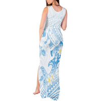 Polynesia Hammerhead Shark Tank Maxi Dress Tropical Flowers Tribal Pattern Blue LT05 - Polynesian Pride
