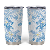 Polynesia Hammerhead Shark Tumbler Cup Tropical Flowers Tribal Pattern Blue LT05 Blue - Polynesian Pride