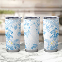 Polynesia Hammerhead Shark Tumbler Cup Tropical Flowers Tribal Pattern Blue LT05 - Polynesian Pride