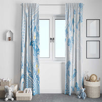 Polynesia Hammerhead Shark Window Curtain Tropical Flowers Tribal Pattern Blue LT05 - Polynesian Pride