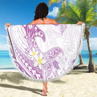 Polynesia Hammerhead Shark Beach Blanket Tropical Flowers Tribal Pattern Lavender LT05 - Polynesian Pride