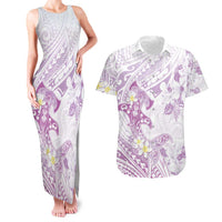 Polynesia Hammerhead Shark Couples Matching Tank Maxi Dress and Hawaiian Shirt Tropical Flowers Tribal Pattern Lavender LT05 Purple - Polynesian Pride