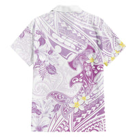 Polynesia Hammerhead Shark Family Matching Puletasi and Hawaiian Shirt Tropical Flowers Tribal Pattern Lavender LT05 - Polynesian Pride