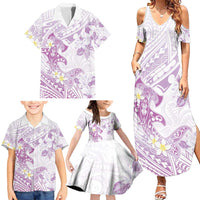 Polynesia Hammerhead Shark Family Matching Summer Maxi Dress and Hawaiian Shirt Tropical Flowers Tribal Pattern Lavender LT05 - Polynesian Pride